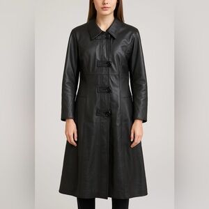 PATAGO Black Asymmetrical Long-Short Goth Leather Jacket